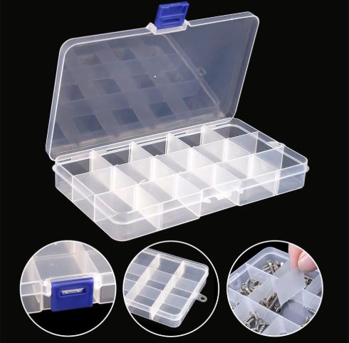 1pc Adjustable Plastic 15 Compartment Storage Box Jewellery Bead Craft Organizer