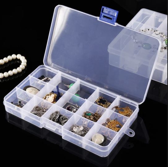 1pc Adjustable Plastic 15 Compartment Storage Box Jewellery Bead Craft Organizer