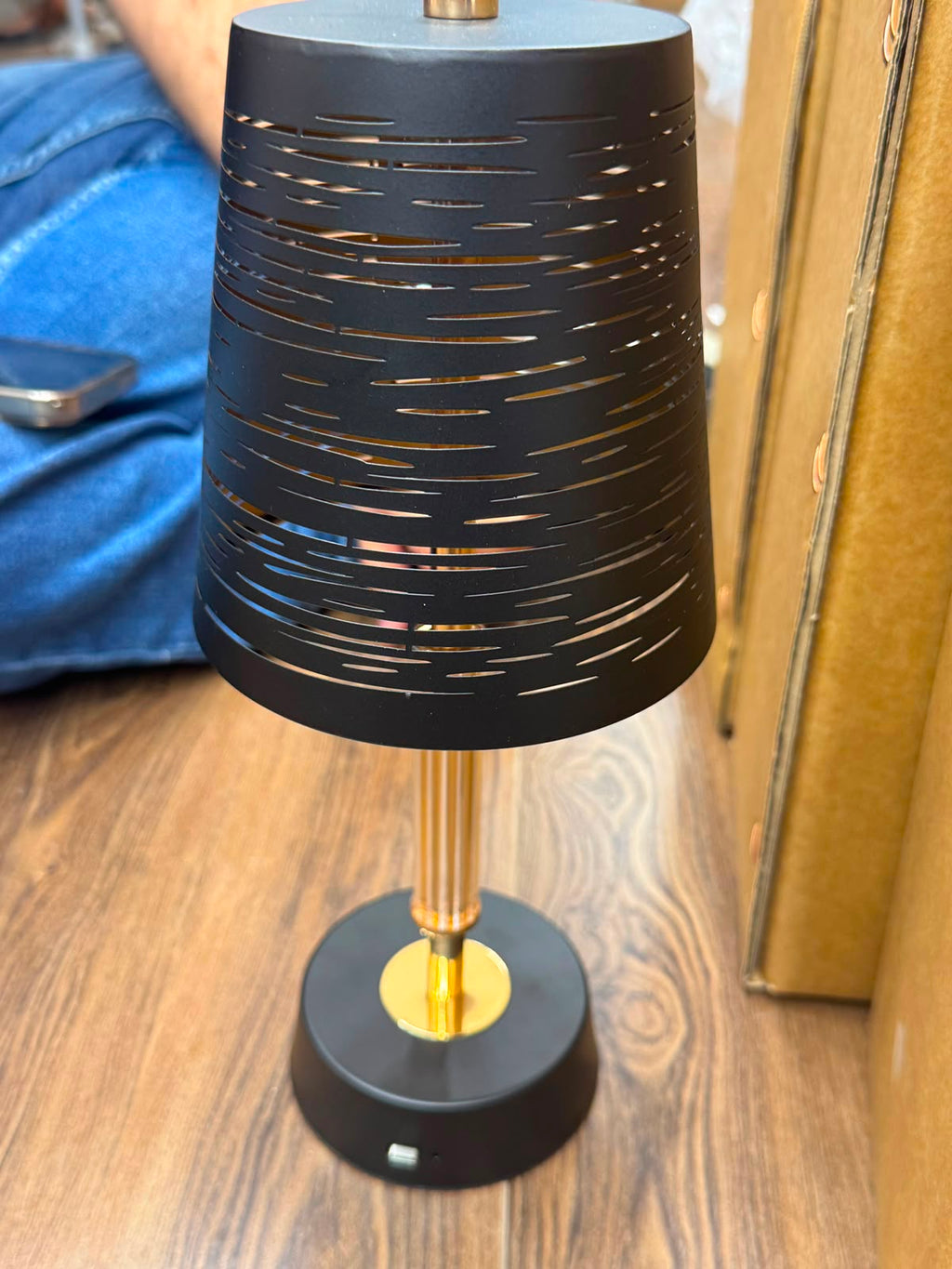 Aura Black & Gold Rechargeable Portable Table Lamp