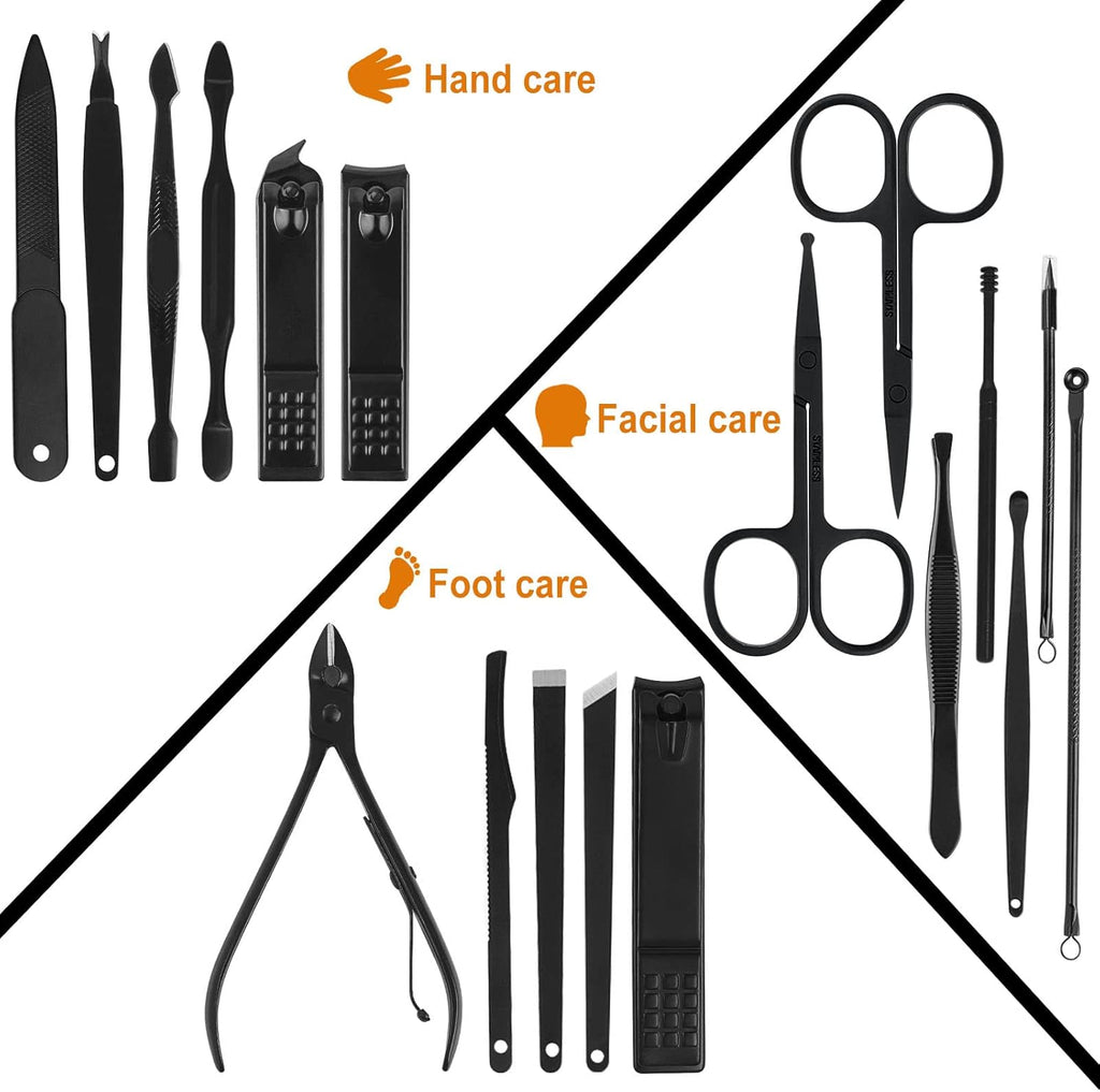 Manicure Set, 18 in 1 Professional Pedicure Kit Stainless Steel Personal Care Nail kit Manicure Portable Nail Clipper Set