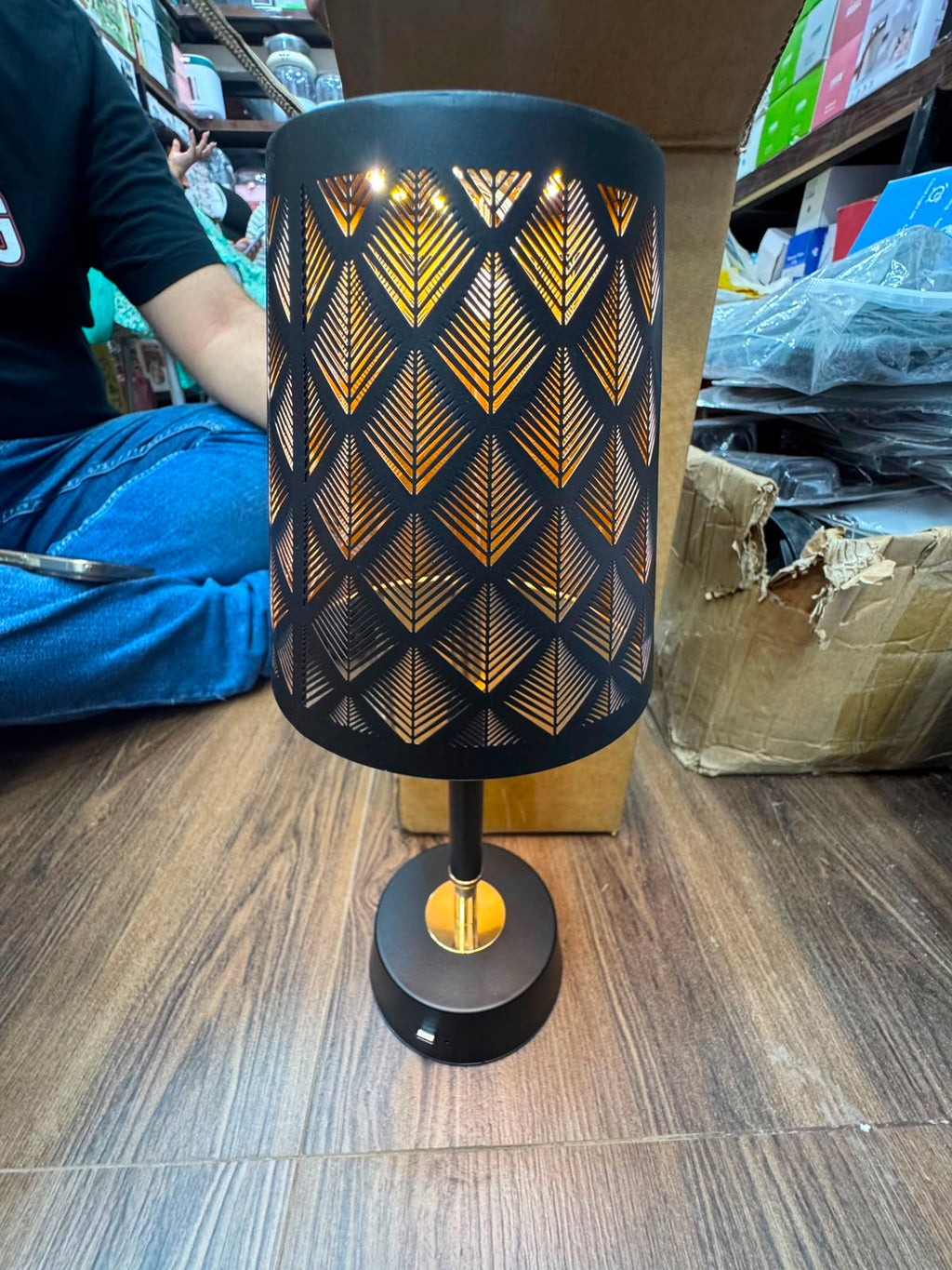 Aura Black & Gold Rechargeable Portable Table Lamp