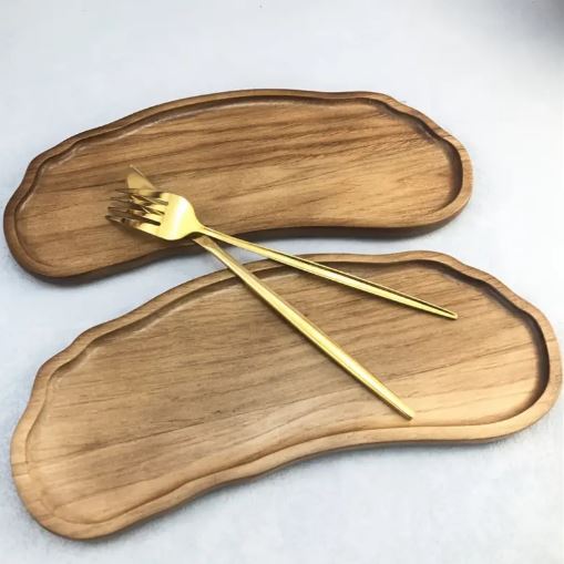 1Pc Rustic Wooden Serving Tray, Multi-Purpose Half Round Shape Wooden Tray