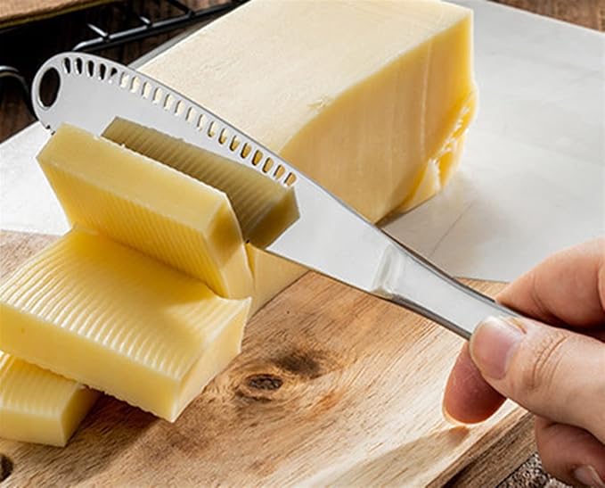 1Pc Stainless Steel Butter Spreader, Butter Knife and Curler Serrated Butter Grater for Cold Butter Slicer