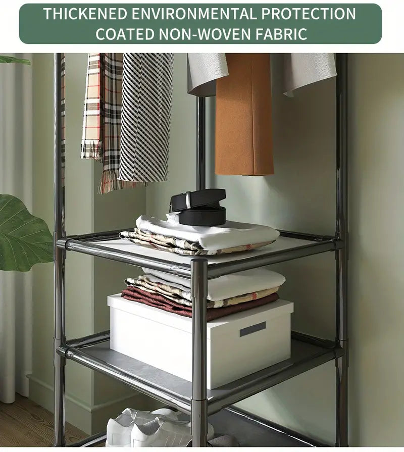 1pc Corner Coat Rack, Free Standing Coat Rack, With 3 Layers Storage Shelves And 4 Double Hooks, Living Room, Bathroom, Hallway Shoe Rack Organizer