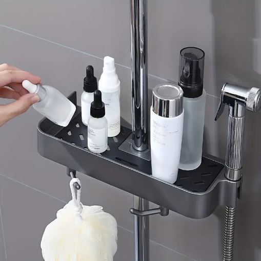 1pc Shower Storage Rack, Multifunctional Storage Bathroom Shelf Organizer