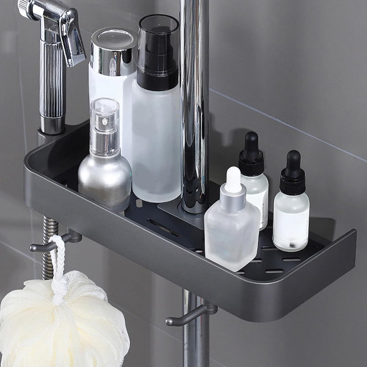 1pc Shower Storage Rack, Multifunctional Storage Bathroom Shelf Organizer