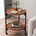 Wooden Round 2-Tier Serving Trolley