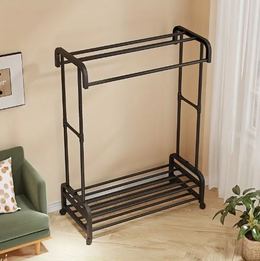 Freestanding Vertical Garment Organizer for Bedroom and Balcony, Space-Saving Design with Multiple Hanging Bars, Clothes Organizer Storage, Drying Racks