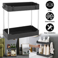 2-Tier Under Sink Shelf Organizer Space Saving Bathroom Sink Storage Rack With 4 Hooks