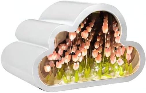 Cloud-Shaped Tulip Mirror Night Light, 20 Flowers Table Lamp for Home Bedroom Decor