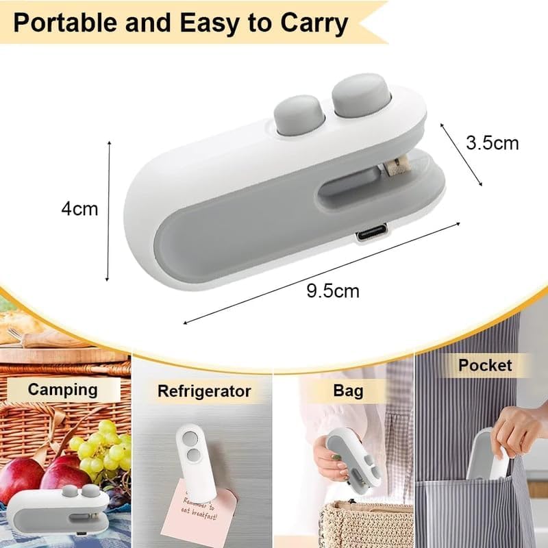 Mini Bag Sealer, 2 In 1 Rechargeable Bag Sealer