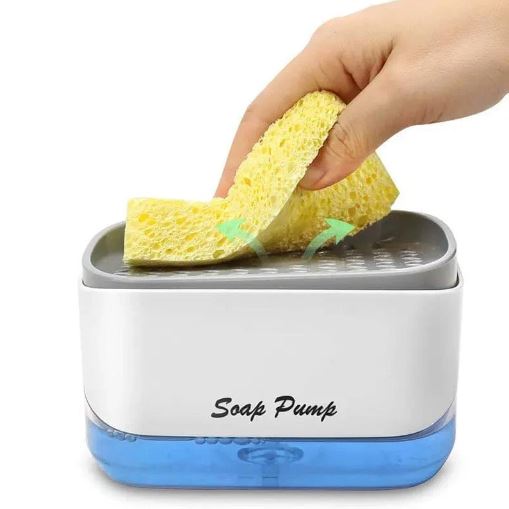 2 In 1 Caddy Soap Dispenser, Automatic Liquid Soap Dispenser Bathroom Kitchen Soap Dispenser With Sponge