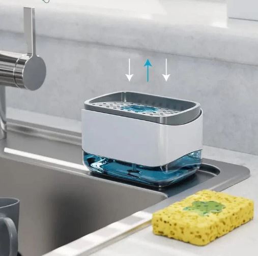 2 In 1 Caddy Soap Dispenser, Automatic Liquid Soap Dispenser Bathroom Kitchen Soap Dispenser With Sponge