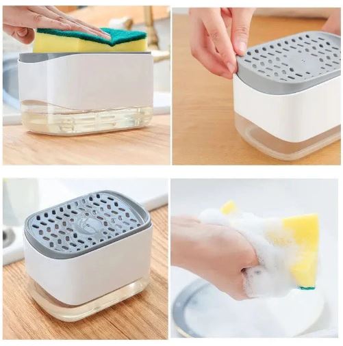 2 In 1 Caddy Soap Dispenser, Automatic Liquid Soap Dispenser Bathroom Kitchen Soap Dispenser With Sponge
