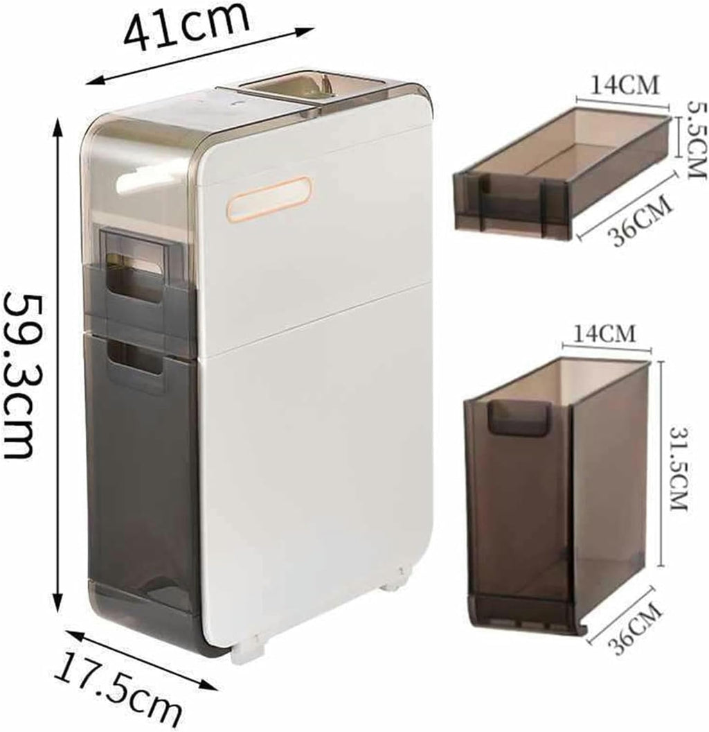 (2 Layer) Narrow Slot Storage Cabinet, Toilet Slot Rack, Bathroom Drawer Organizer, Ultra Narrow Lockers, Kitchen Organization (White)