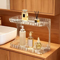 Double Layer Bathroom Storage Rack - 2 Tier Clear Plastic Organizer for Perfumes, Makeup, Skincare & Toiletries