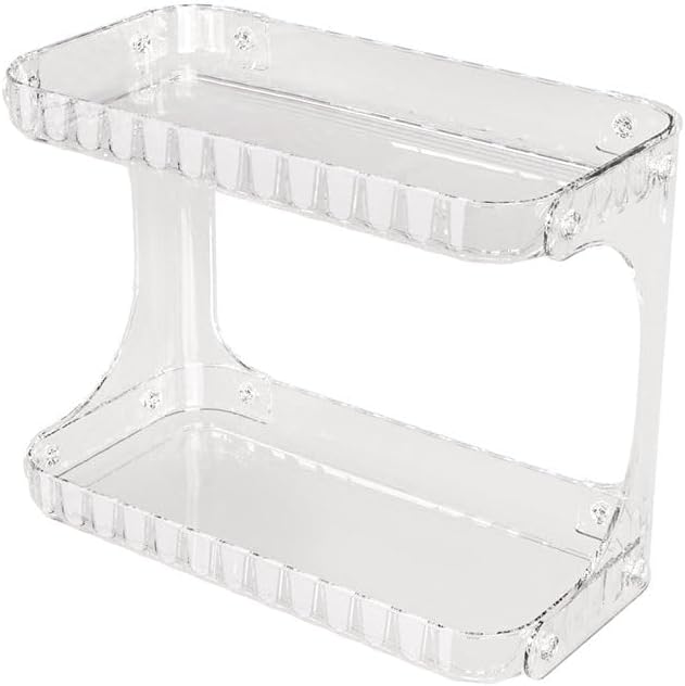Double Layer Bathroom Storage Rack - 2 Tier Clear Plastic Organizer for Perfumes, Makeup, Skincare & Toiletries