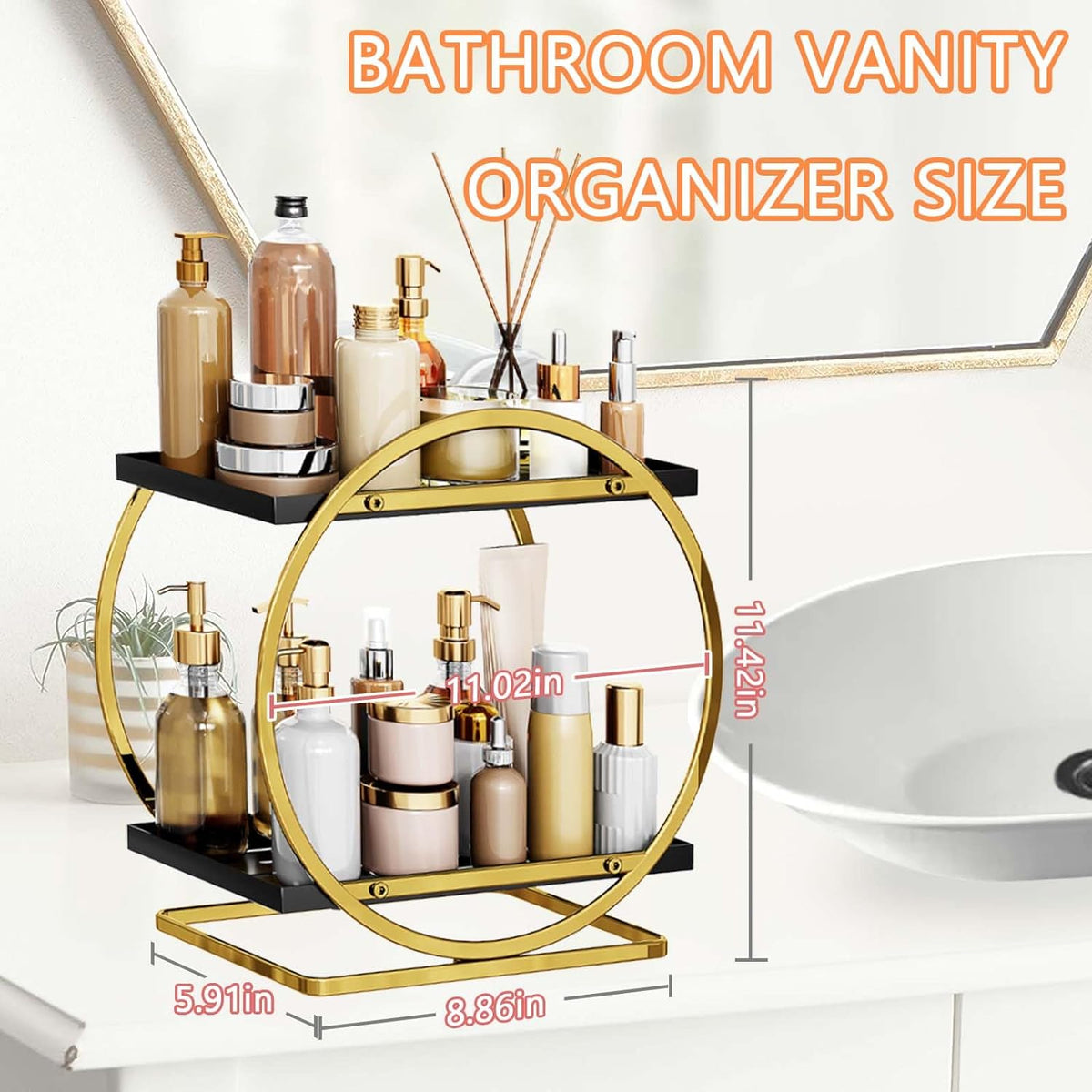Makeup Organizers And Storage, 2 Tier Metal Perfume Skincare Cosmetics Organizer Rack