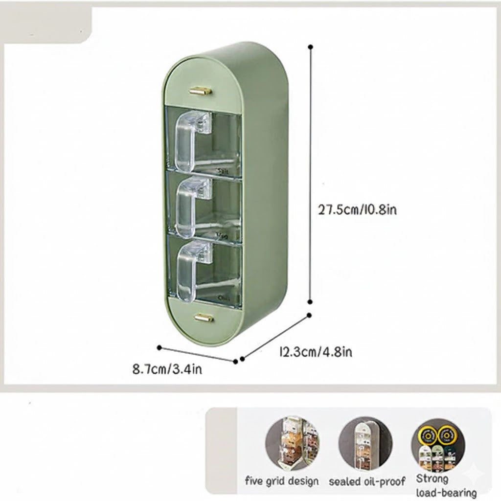 3-Layer Drawer Wall-Mounted Spice Storage Box, Transparent Seasoning Organizer