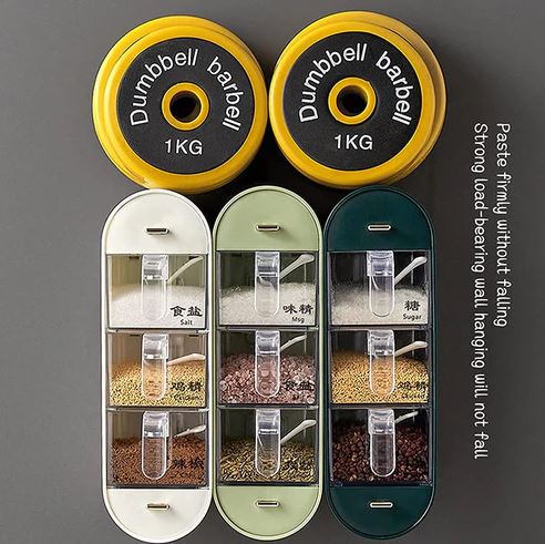 3-Layer Drawer Wall-Mounted Spice Storage Box, Transparent Seasoning Organizer