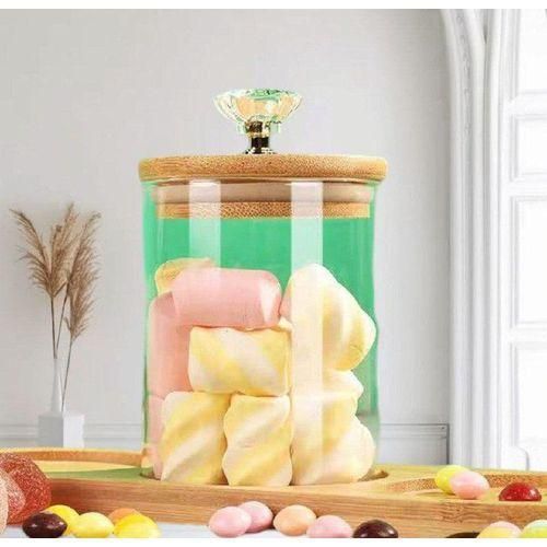 3-Piece Elegant Bamboo & Glass Tiered Canister Set