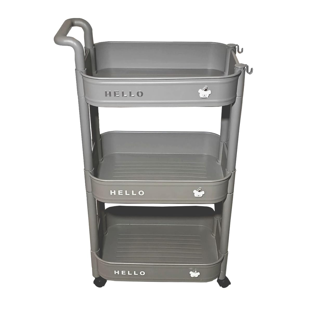 3-Tier Storage Plastic Rolling Cart Organizer Rack with Wheels for Kitchen, Bathroom, Office, Bedroom, Classroom
