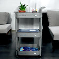 3-Tier Storage Plastic Rolling Cart Organizer Rack with Wheels for Kitchen, Bathroom, Office, Bedroom, Classroom