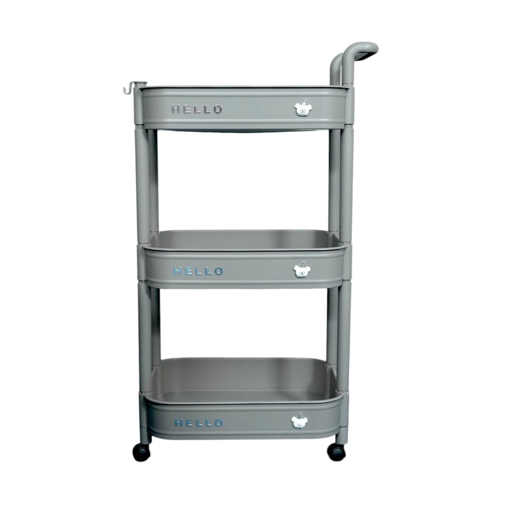 3-Tier Storage Plastic Rolling Cart Organizer Rack with Wheels for Kitchen, Bathroom, Office, Bedroom, Classroom