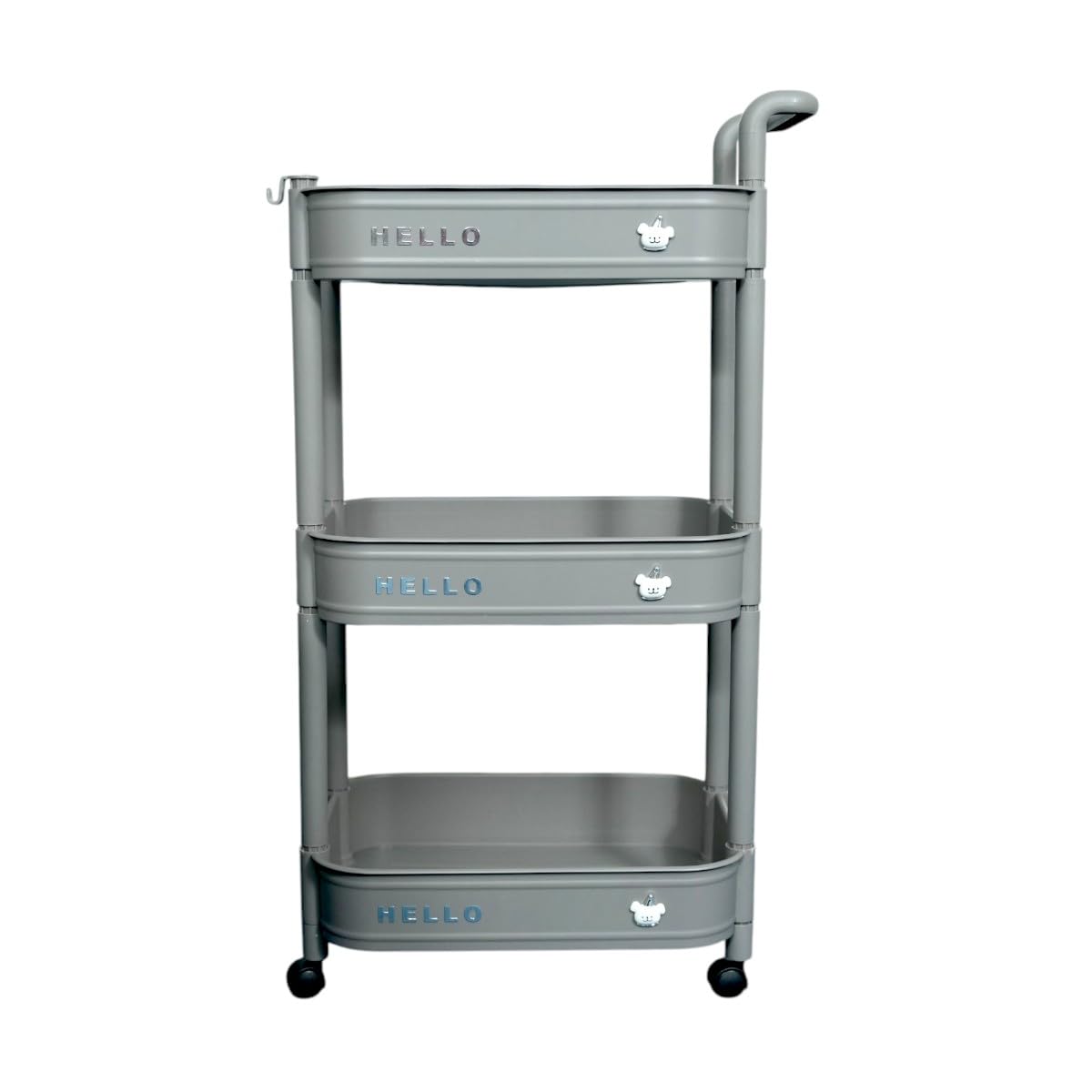 3-Tier Storage Plastic Rolling Cart Organizer Rack with Wheels for Kitchen, Bathroom, Office, Bedroom, Classroom
