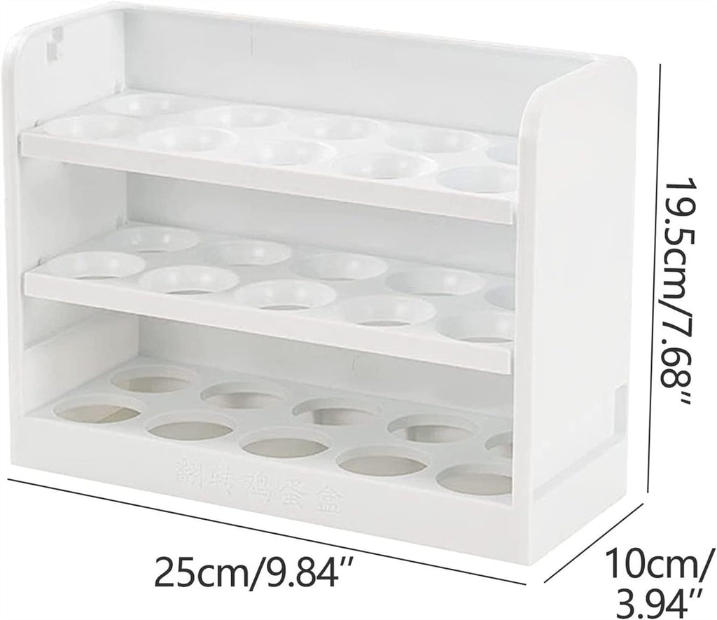 30 Grid Egg Holder For Refrigerator, 3-Layer Egg Storage Container Plastic