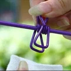 Stretchable Clothes line with 12 Clips Drying Clothesline Hanger Steel Rope