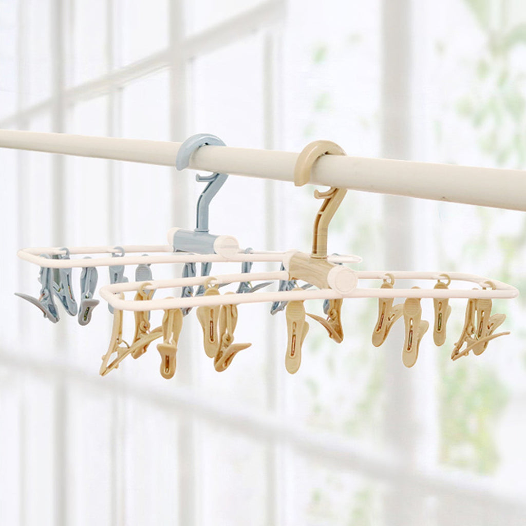 Foldable Baby Clothing & Laundry Hanger 12 Clips