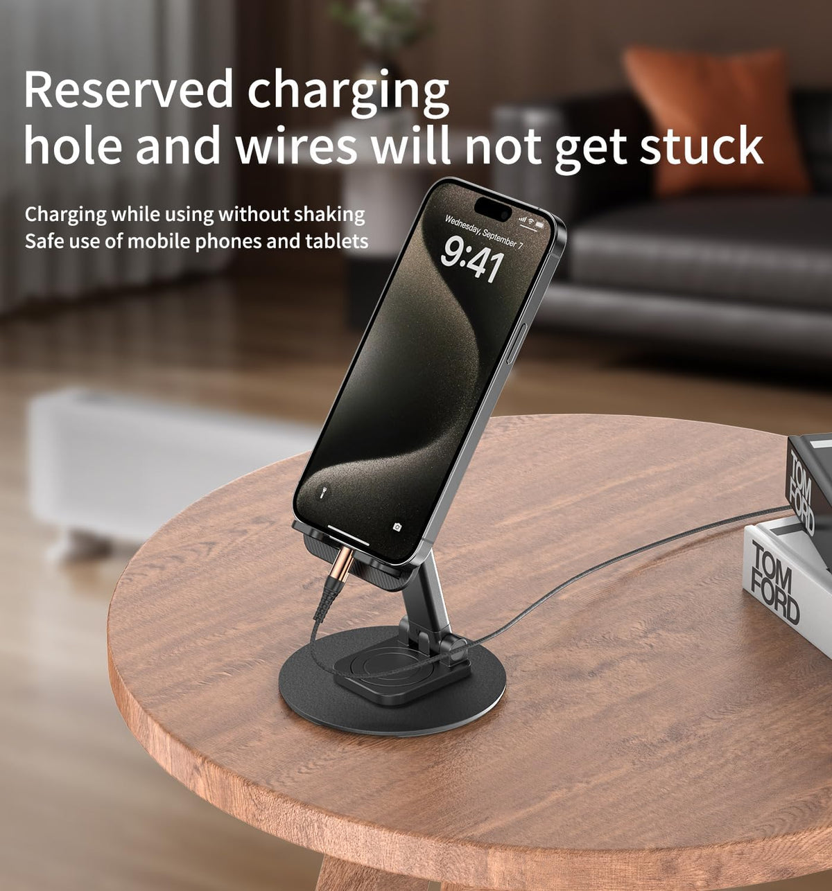 360 Rotatable & Foldable Tablet Stand Mobile Stand & for Kindle, ipad, Stable Base | Adjustment of Height & Angle, for Classes, Calls, Gaming & Videos