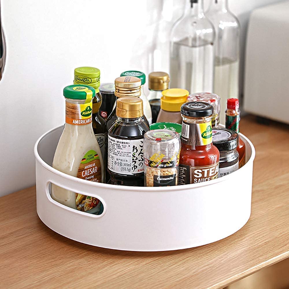 360° Rotating Kitchen Organizer Tray Multi-Purpose Storage Solution for Kitchen Spice, Cosmetic Organizer