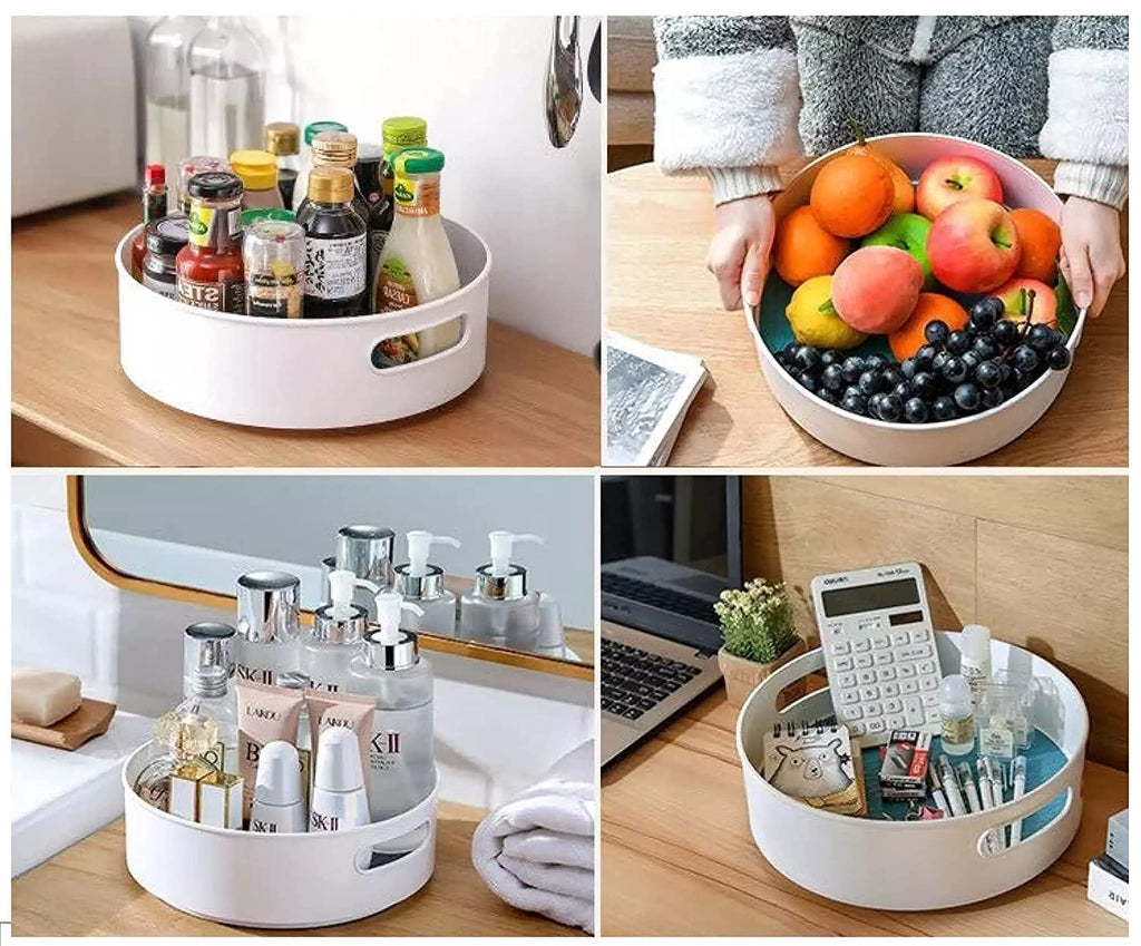 360° Rotating Kitchen Organizer Tray Multi-Purpose Storage Solution for Kitchen Spice, Cosmetic Organizer
