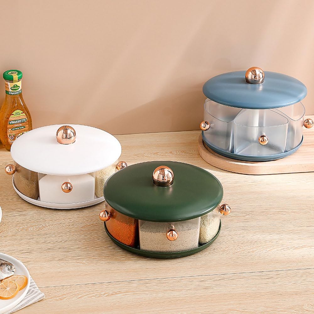 Kitchen Multifunctional Spice Dispenser, 360° Rotating Large Capacity Spice Seasoning Box