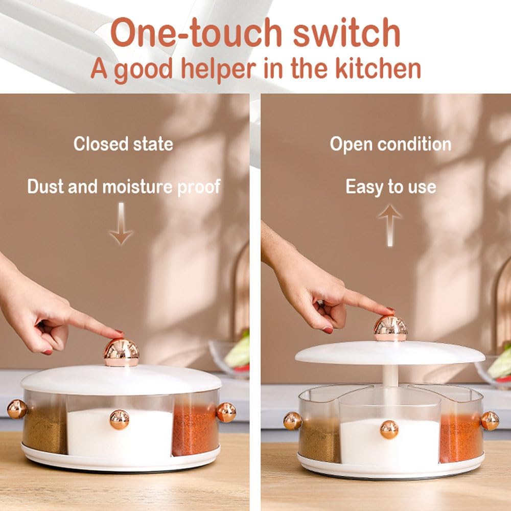 Kitchen Multifunctional Spice Dispenser, 360° Rotating Large Capacity Spice Seasoning Box