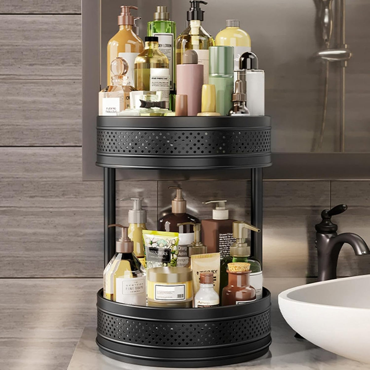 Double Layer Rotating Spice Rack, 360° Rotating Spice Holder, Spice Rotating Tray For Kitchen Cabinet Pantry Bathroom
