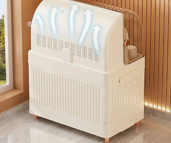 2/3 Layer Kitchen Dish Drying Rack with Drainer, Plastic Dish Drying Rack, Bowls and Dishes Storage Rack with Lid (White)