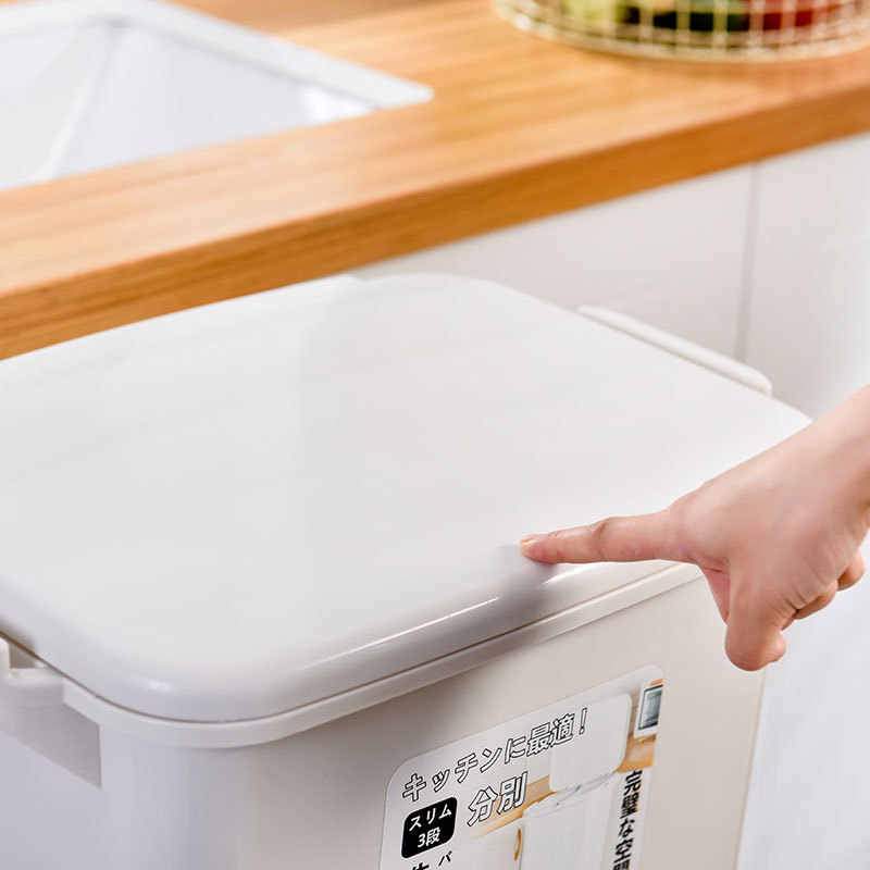 3 Layer Storage Trash Bin With Wheels 42Liters