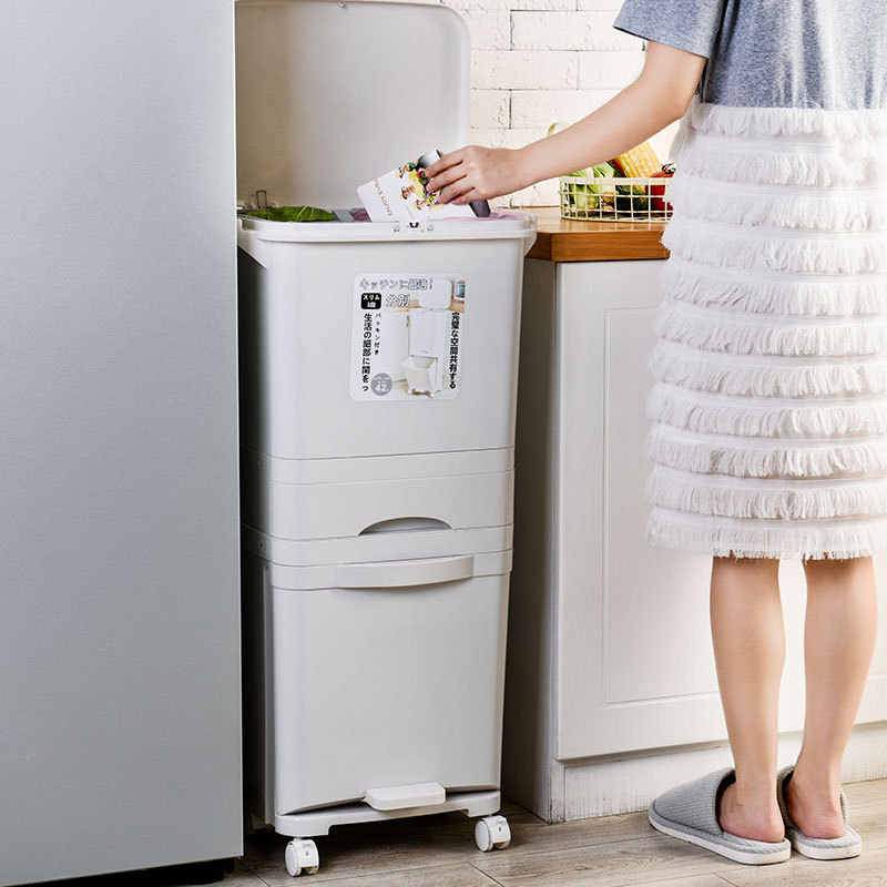 3 Layer Storage Trash Bin With Wheels 42Liters