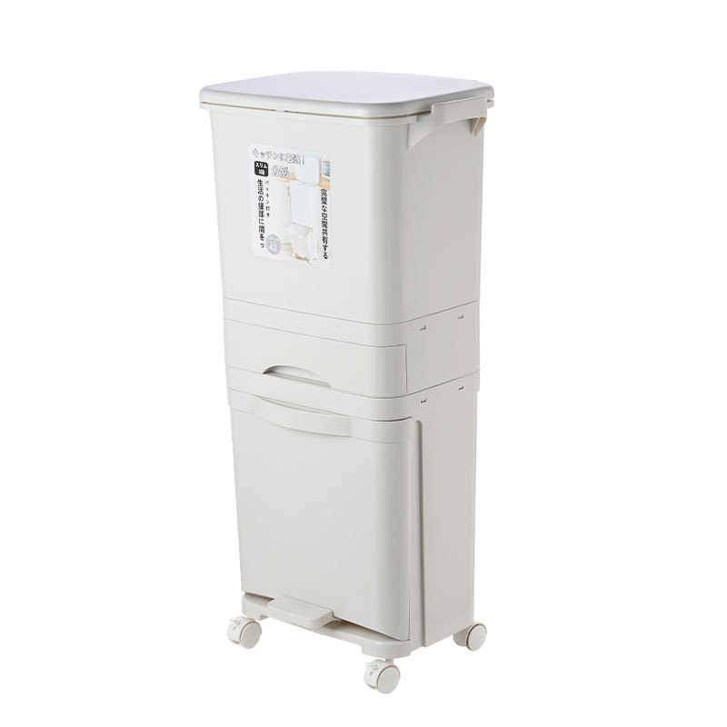 3 Layer Storage Trash Bin With Wheels 42Liters