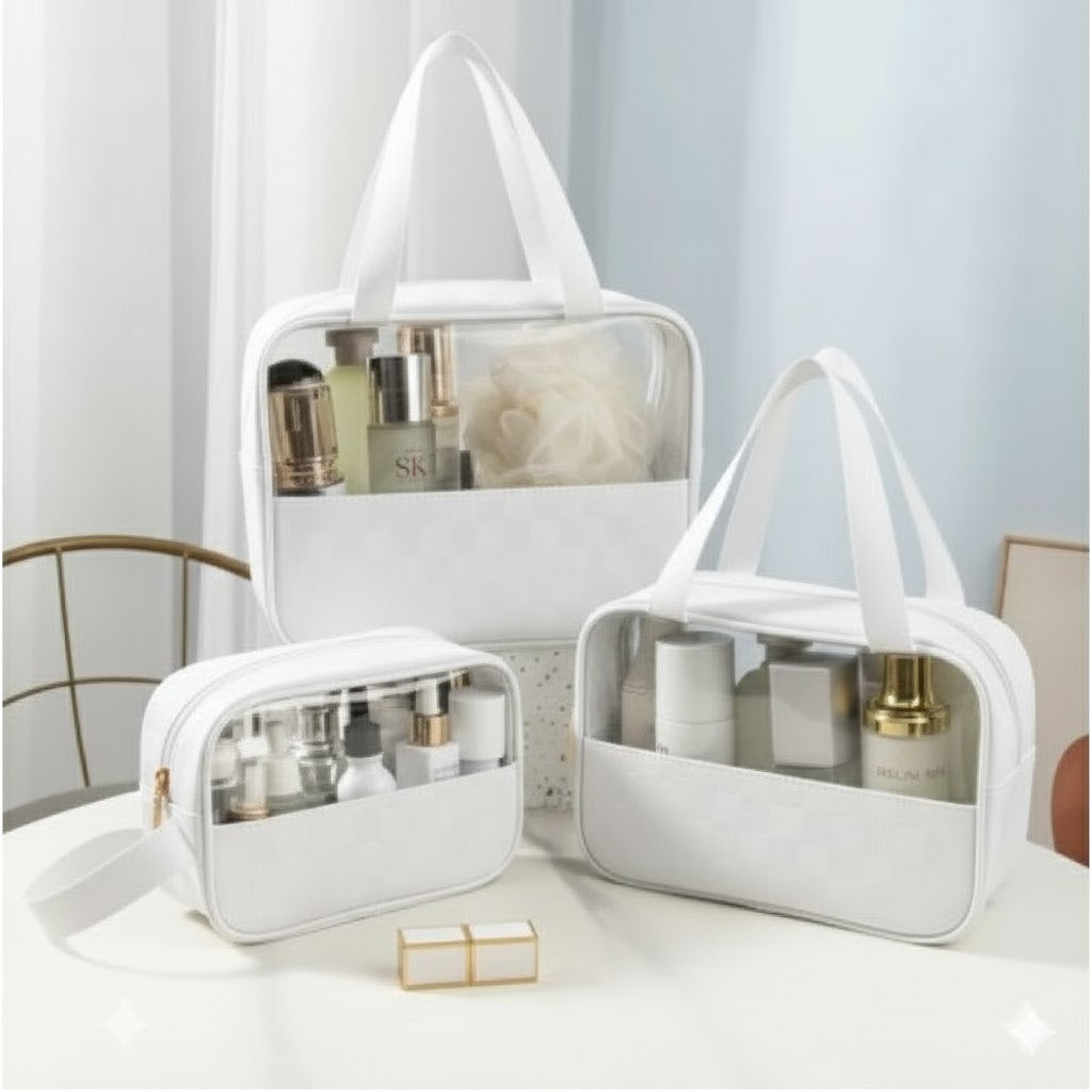 3Pcs Toiletry Bag for Men Women Clear Cosmetics Bag Hanging Toiletry Bag Waterproof Makeup Bags for Traveling Transparent Travel Organizer