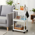 3 Tier Rolling Cart with Wheels and Handle, Rolling Storage Cart for Office, Living Room, Laundry Room, Kitchen, Bathroom