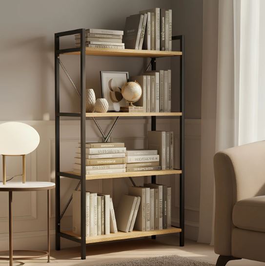 4-Tier Industrial Rolling Storage Rack with Lockable Wheels