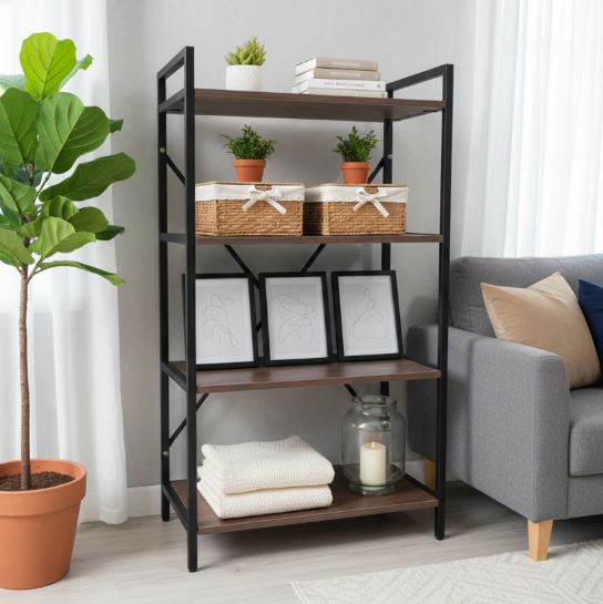 4-Tier Industrial Rolling Storage Rack with Lockable Wheels