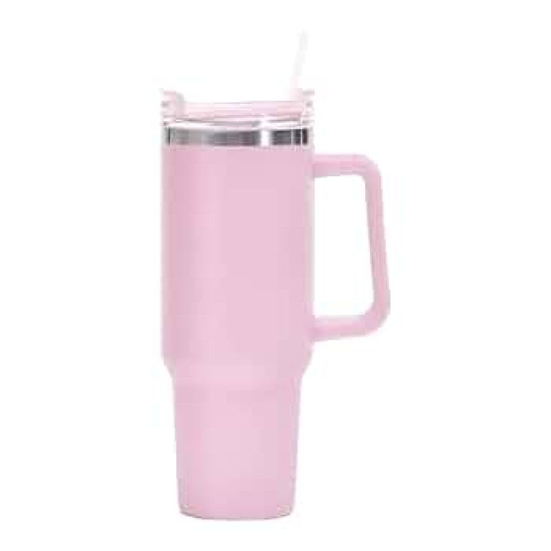 40 oz Tumbler with Handle and Straw, Insulated Travel Mug Iced Coffee Cup, Reusable Stainless Steel Insulated Water Bottle