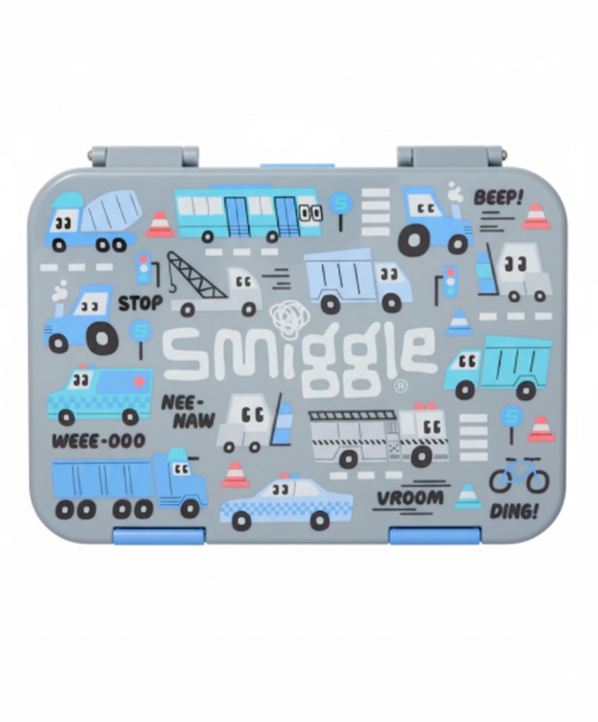 Smiggle - Ready Set Go Medium Lunch Box, 4 Compartment Bento Lunch Box