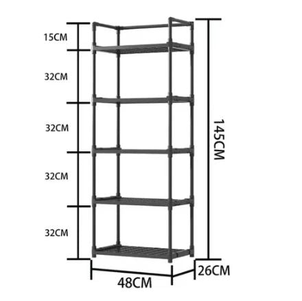 5-Tier Multipurpose Storage Rack – Adjustable Stackable Organizer Shelf for Kitchen, Bathroom & Home Use