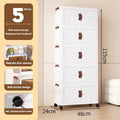 Stackable Storage Bins with Lids, 5 Tier Plastic Storage Cabinets Closet Organizers with Doors, Folding Storage Boxes for Home Kitchen Dorm